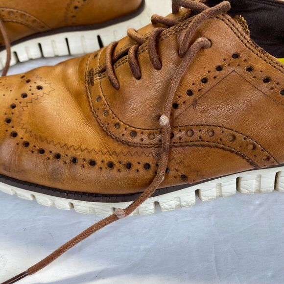 Cole Haan Zerogrand Men’s Size 10.5 M Brown Leather Wingtip Oxford Shoes C14493 - Picture 5 of 16